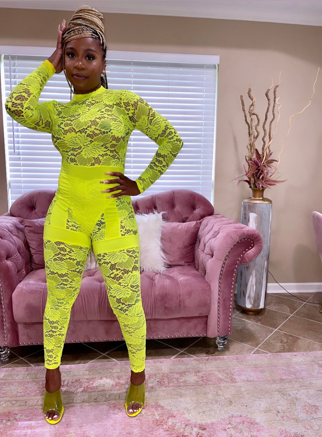 Neon cheap lace jumpsuit